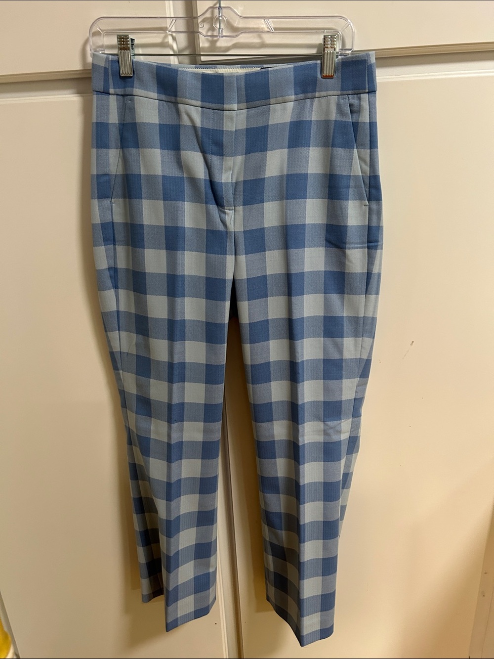 J. Crew Collections Light Blue and Blue Check Plaid Pants 4